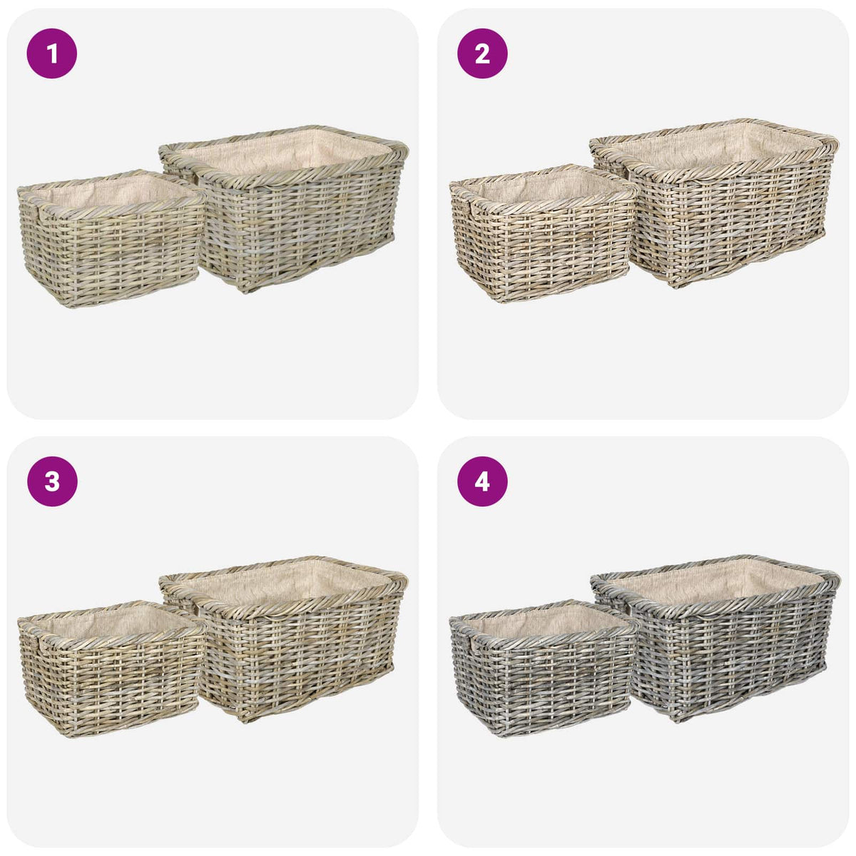 vidaXL Firewood Basket GENDT 2 pcs Natural Grey Kubu Rattan