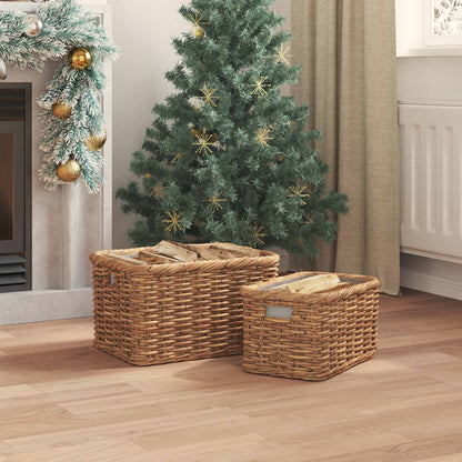 vidaXL Firewood Basket 2 pcs Brown Lacak Rattan