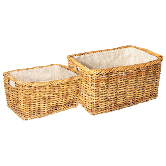 vidaXL Firewood Basket 2 pcs Natural Brown Kubu Rattan