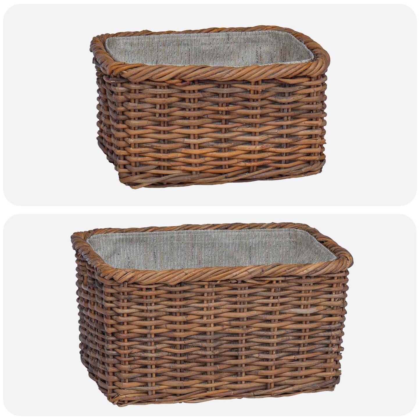 vidaXL Firewood Basket 2 pcs Brown Lacak Rattan