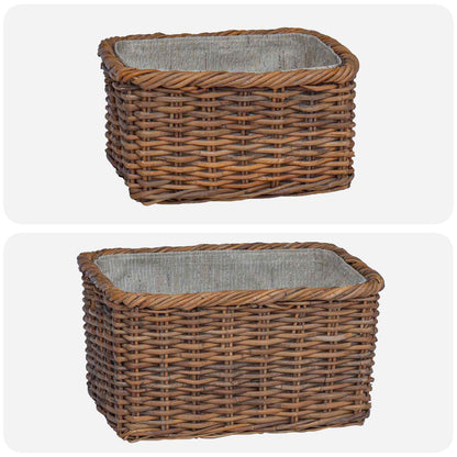 vidaXL Firewood Basket 2 pcs Brown Lacak Rattan