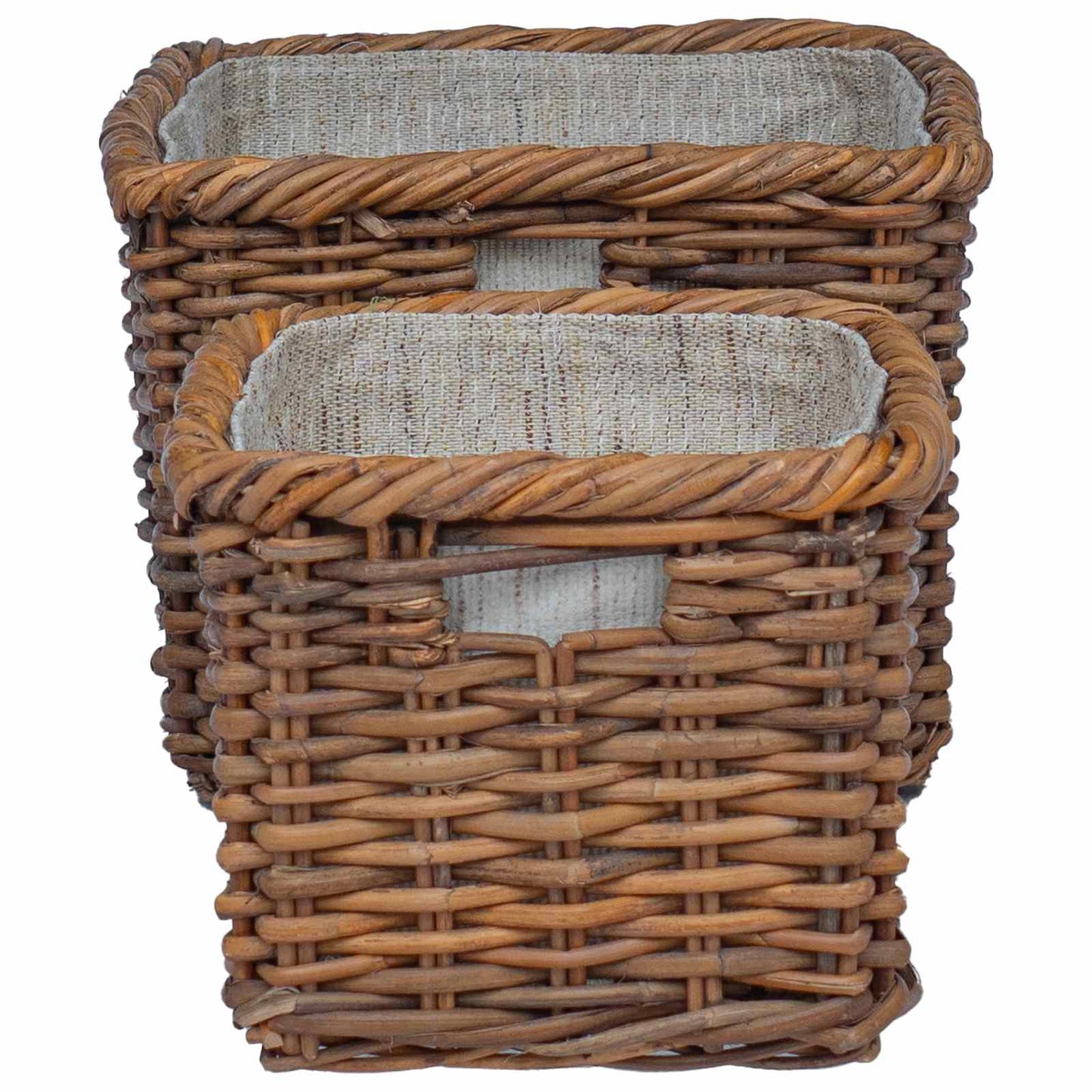 vidaXL Firewood Basket 2 pcs Brown Lacak Rattan