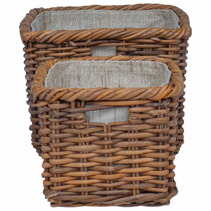 vidaXL Firewood Basket 2 pcs Brown Lacak Rattan