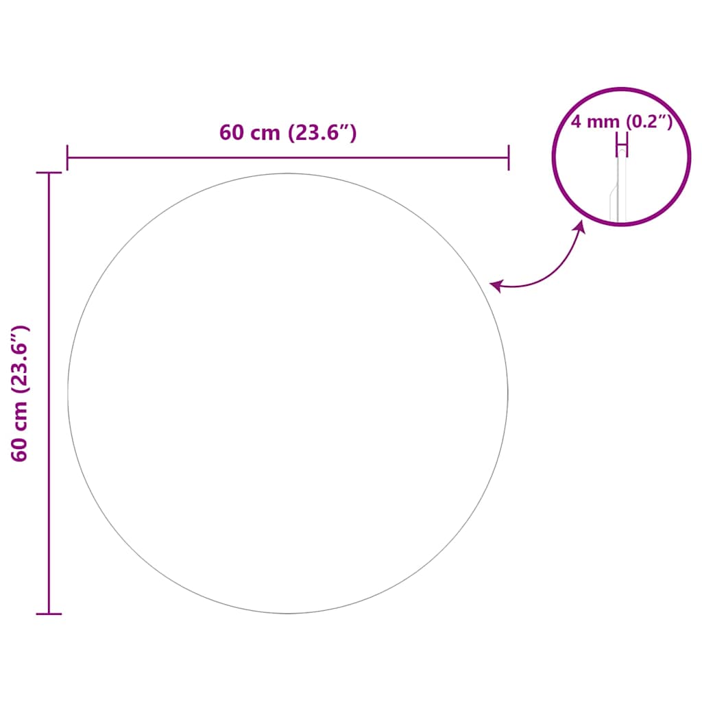 vidaXL Wall Mirror Round Ø 60 cm Tempered Glass