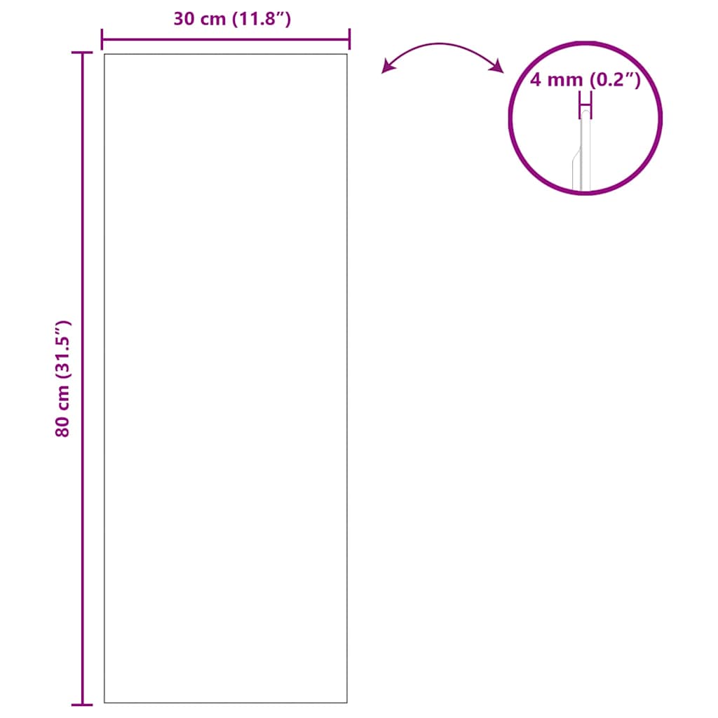 vidaXL Wall Mirror Rectangular 30 x 80 cm Tempered Glass