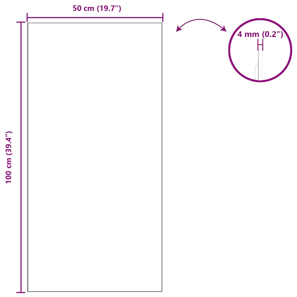 vidaXL Wall Mirror Rectangular 50 x 100 cm Tempered Glass
