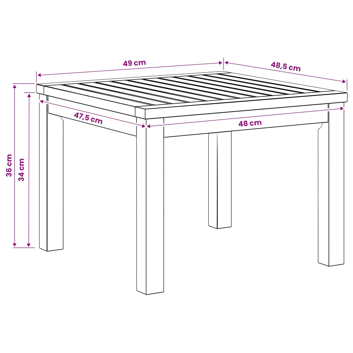 vidaXL Coffee Table Natural 49 x 48.5 x 36 cm Solid Acacia Wood