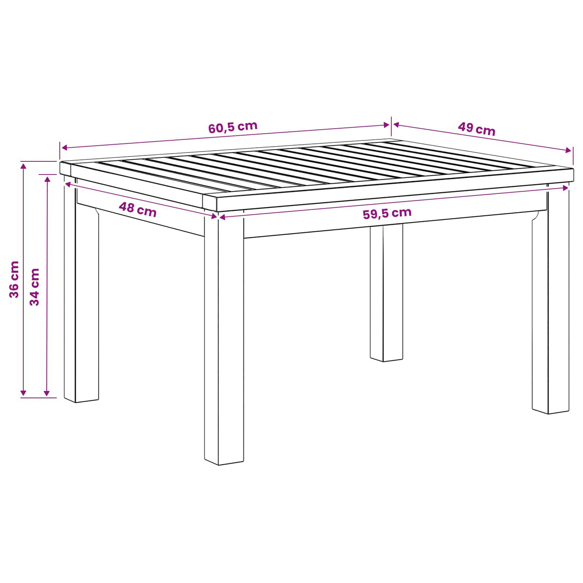 vidaXL Coffee Table Natural 49 x 60.5 x 36 cm Solid Acacia Wood