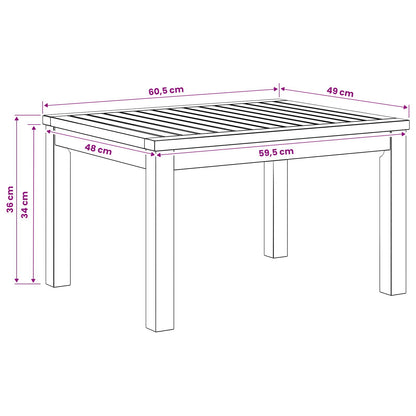 vidaXL Coffee Table Natural 49 x 60.5 x 36 cm Solid Acacia Wood
