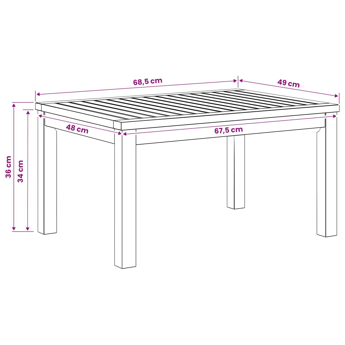 vidaXL Coffee Table Natural 49 x 68.5 x 36 cm Solid Acacia Wood