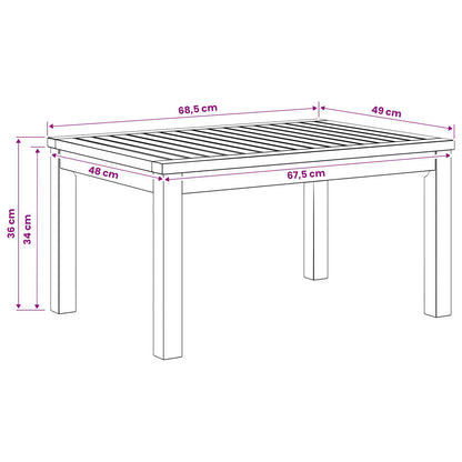 vidaXL Coffee Table Natural 49 x 68.5 x 36 cm Solid Acacia Wood