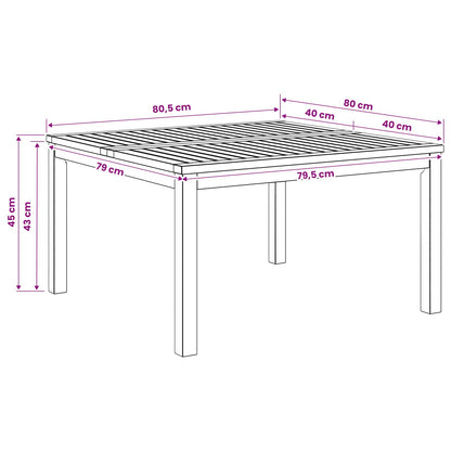 vidaXL Coffee Table Natural 80 x 80.5 x 45 cm Solid Acacia Wood