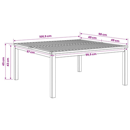 vidaXL Coffee Table Natural 98 x 100.5 x 45 cm Solid Acacia Wood