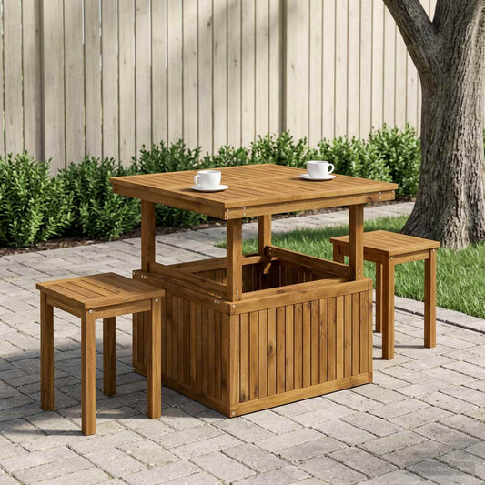 vidaXL Garden Coffee Table Solid Acacia Wood Height Adjustable Natural
