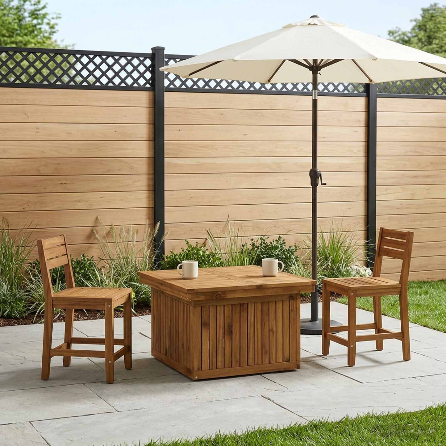 vidaXL Garden Coffee Table Solid Acacia Wood Height Adjustable Natural