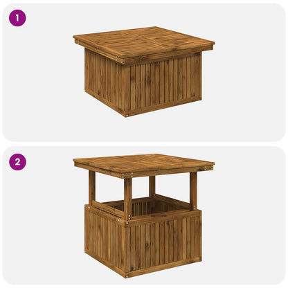 vidaXL Garden Coffee Table Solid Acacia Wood Height Adjustable Natural