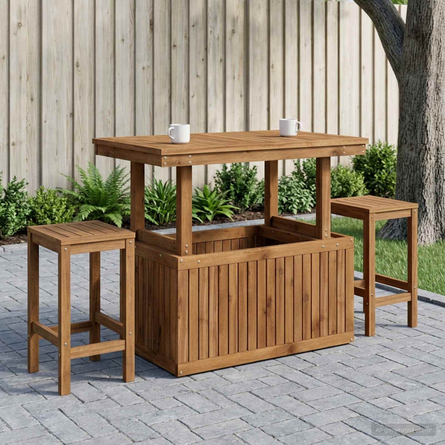 vidaXL Garden Coffee Table Solid Acacia Wood Height Adjustable Natural