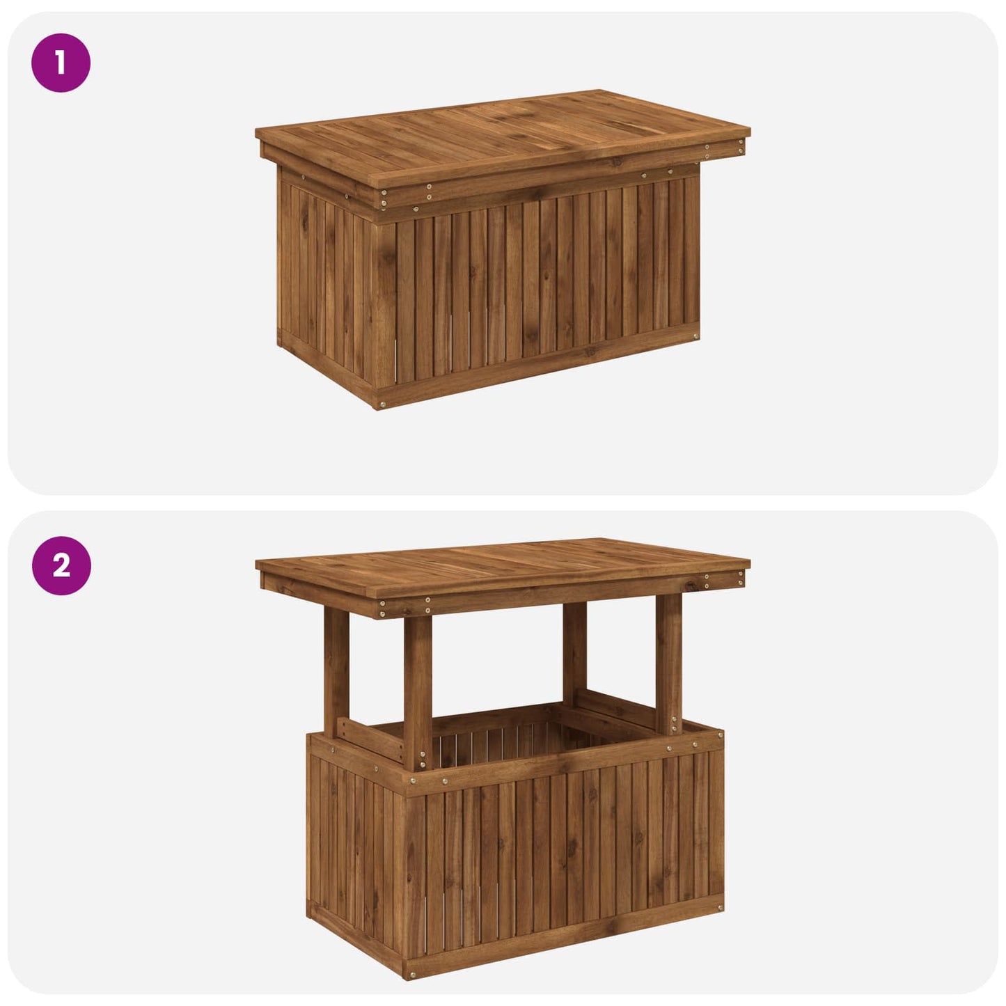 vidaXL Garden Coffee Table Solid Acacia Wood Height Adjustable Natural
