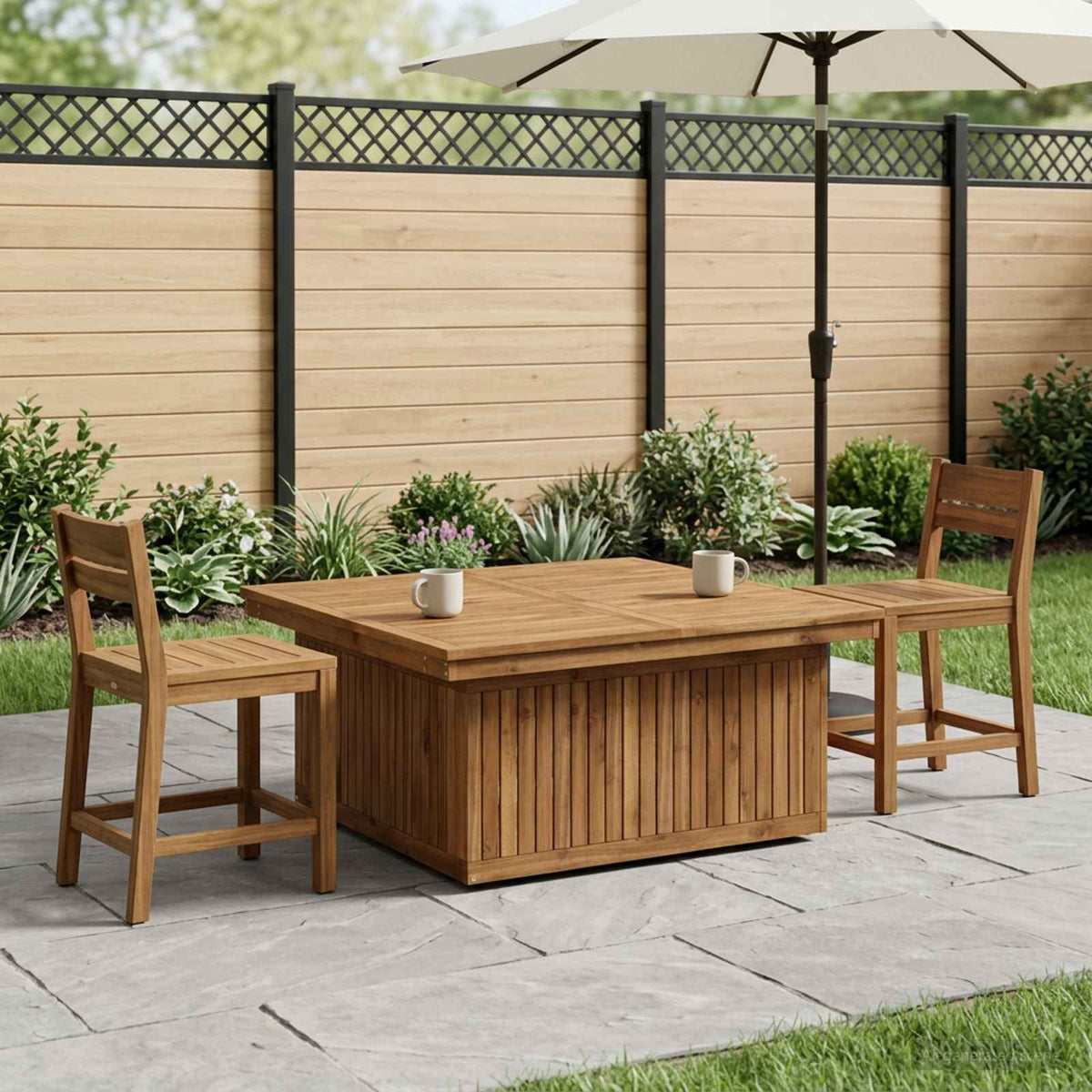 vidaXL Garden Coffee Table Solid Acacia Wood Height Adjustable Natural