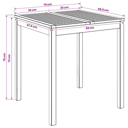 vidaXL Garden Dinner Table Natural 70 x 68.5 x 75 cm Solid Acacia Wood