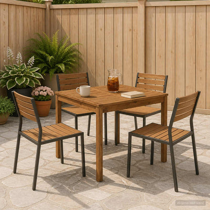 vidaXL Garden Dinner Table Natural 80 x 80.5 x 75 cm Solid Acacia Wood