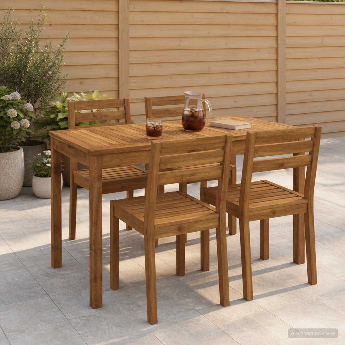 vidaXL Garden Dinner Table Natural 108.5 x 55 x 75 cm