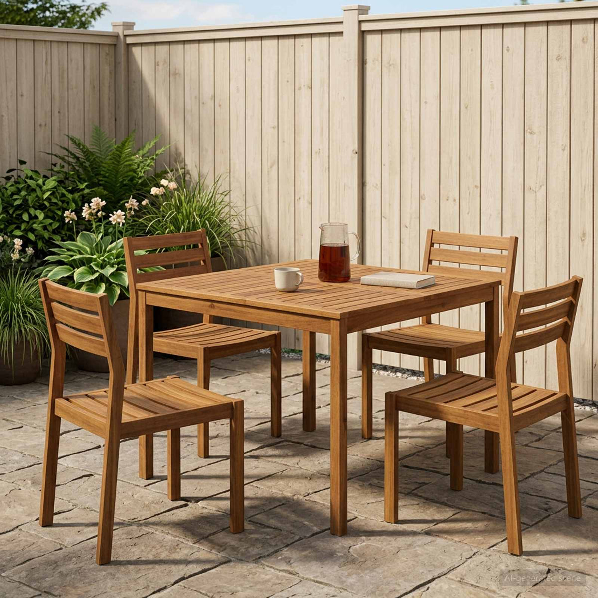 vidaXL Garden Dinner Table Natural 110 x 108.5 x 75 cm