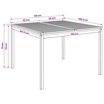 vidaXL Garden Dinner Table Natural 110 x 108.5 x 75 cm