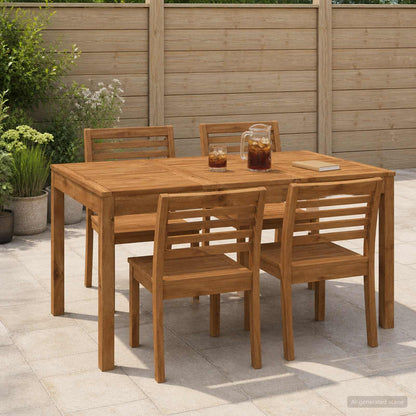 vidaXL Garden Dinner Table Natural 141 x 80.5 x 75 cm