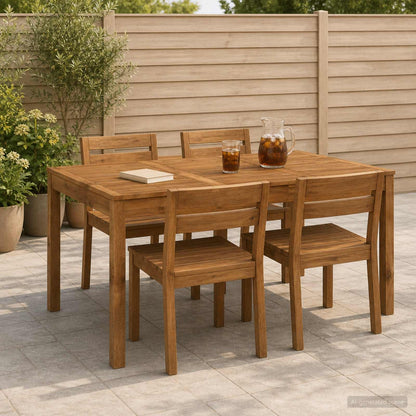 vidaXL Garden Dinner Table Natural 147 x 88.5 x 75 cm