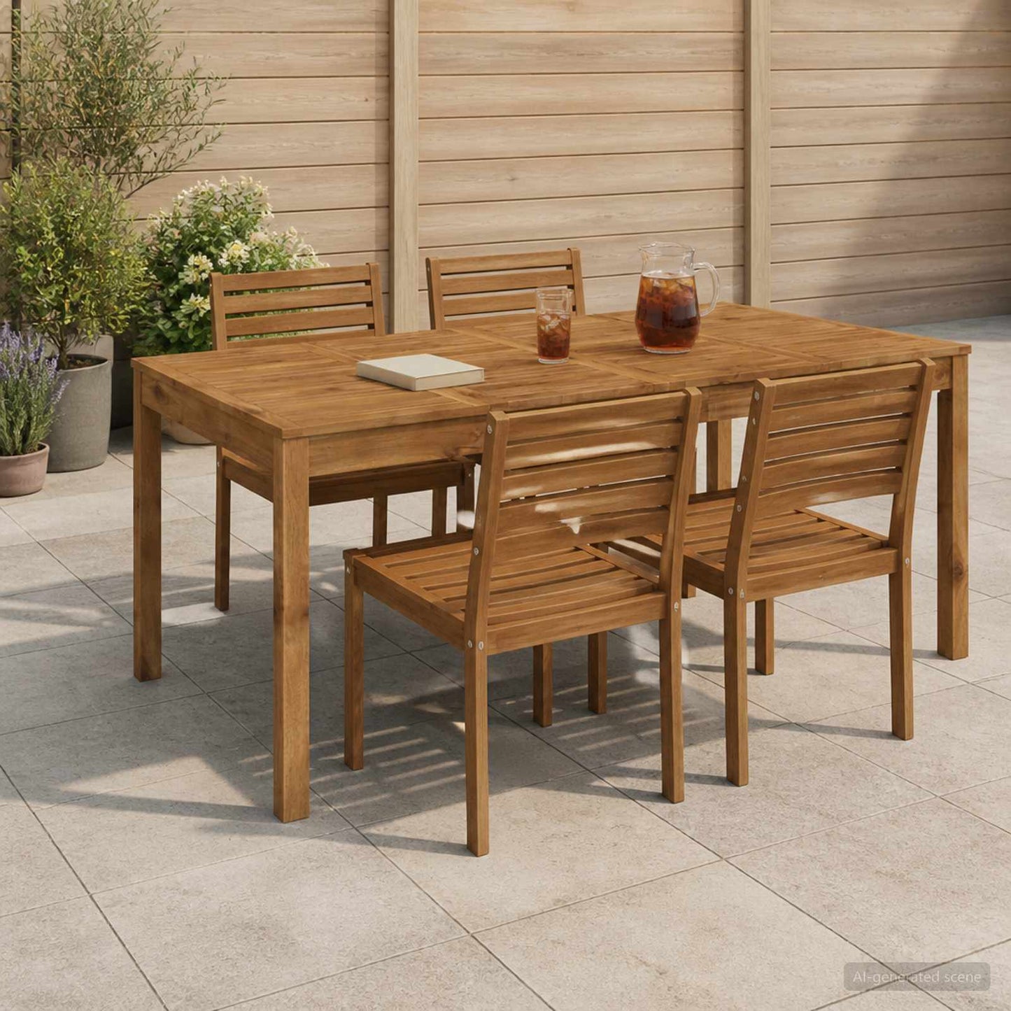 vidaXL Garden Dinner Table Natural 180 x 88.5 x 75 cm