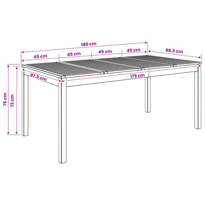 vidaXL Garden Dinner Table Natural 180 x 88.5 x 75 cm
