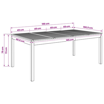 vidaXL Garden Dinner Table Natural 196 x 100.5 x 75 cm