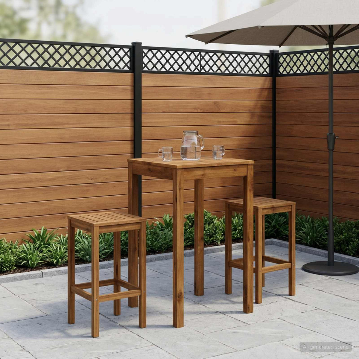 vidaXL Garden Bar Table Natural 60 x 60.5 x 105 cm Solid Acacia Wood