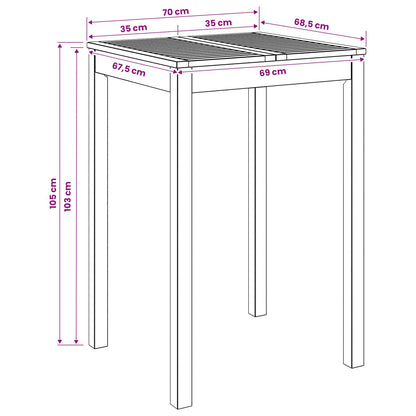 vidaXL Garden Bar Table Natural 70 x 68.5 x 105 cm Solid Acacia Wood