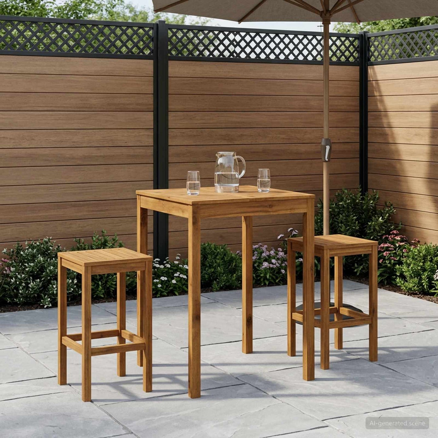 vidaXL Garden Bar Table Natural 80 x 80.5 x 105 cm Solid Acacia Wood