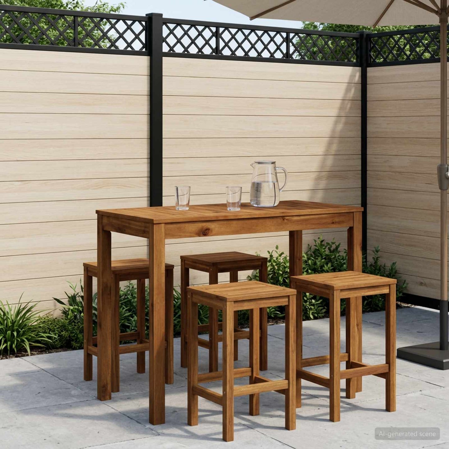 vidaXL Garden Bar Table Natural 108.5 x 55 x 105 cm Solid Acacia Wood