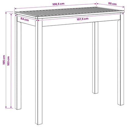 vidaXL Garden Bar Table Natural 108.5 x 55 x 105 cm Solid Acacia Wood