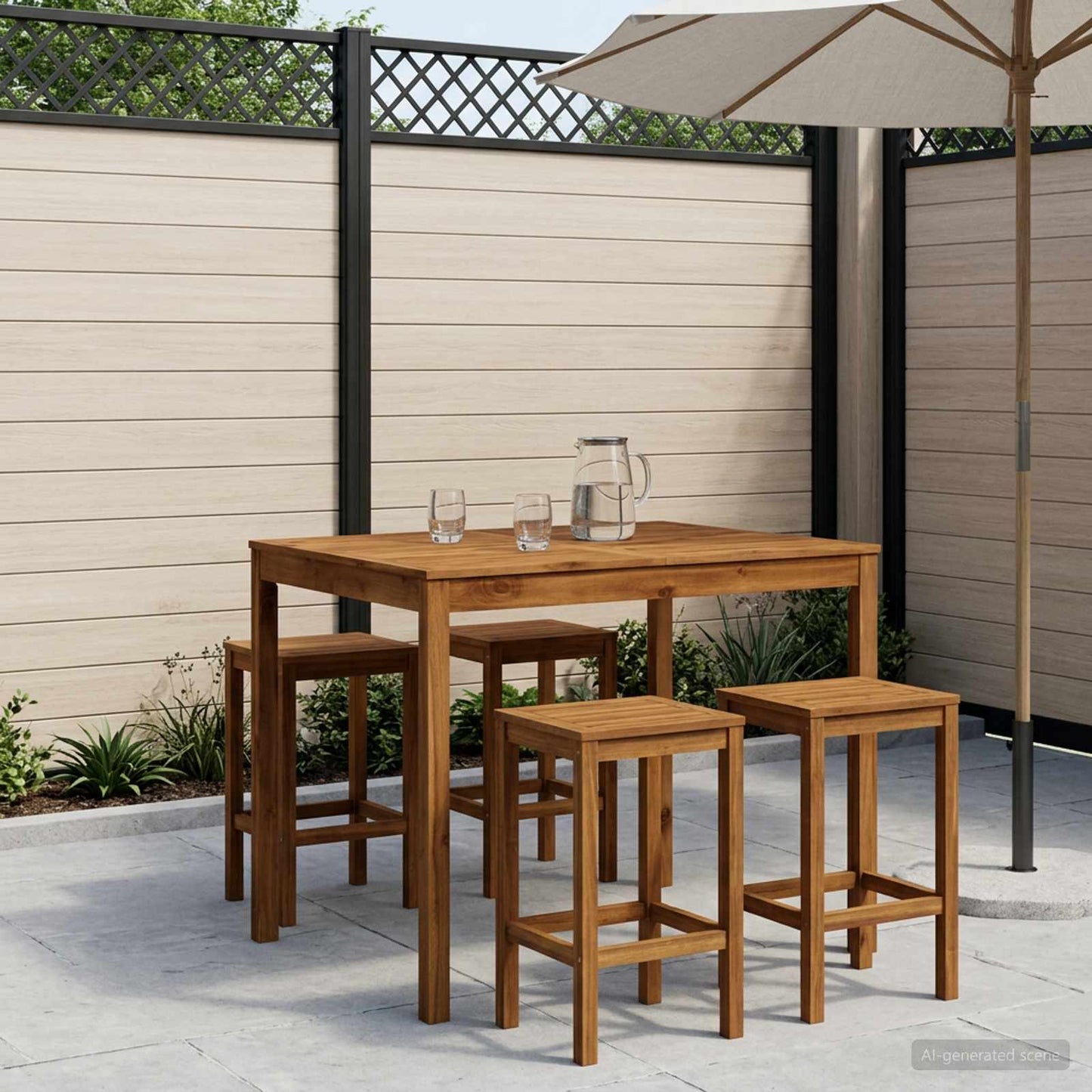 vidaXL Garden Bar Table Natural 110 x 108.5 x 105 cm Solid Acacia Wood