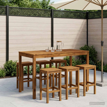 vidaXL Garden Bar Table Natural 141 x 80.5 x 105 cm Solid Acacia Wood