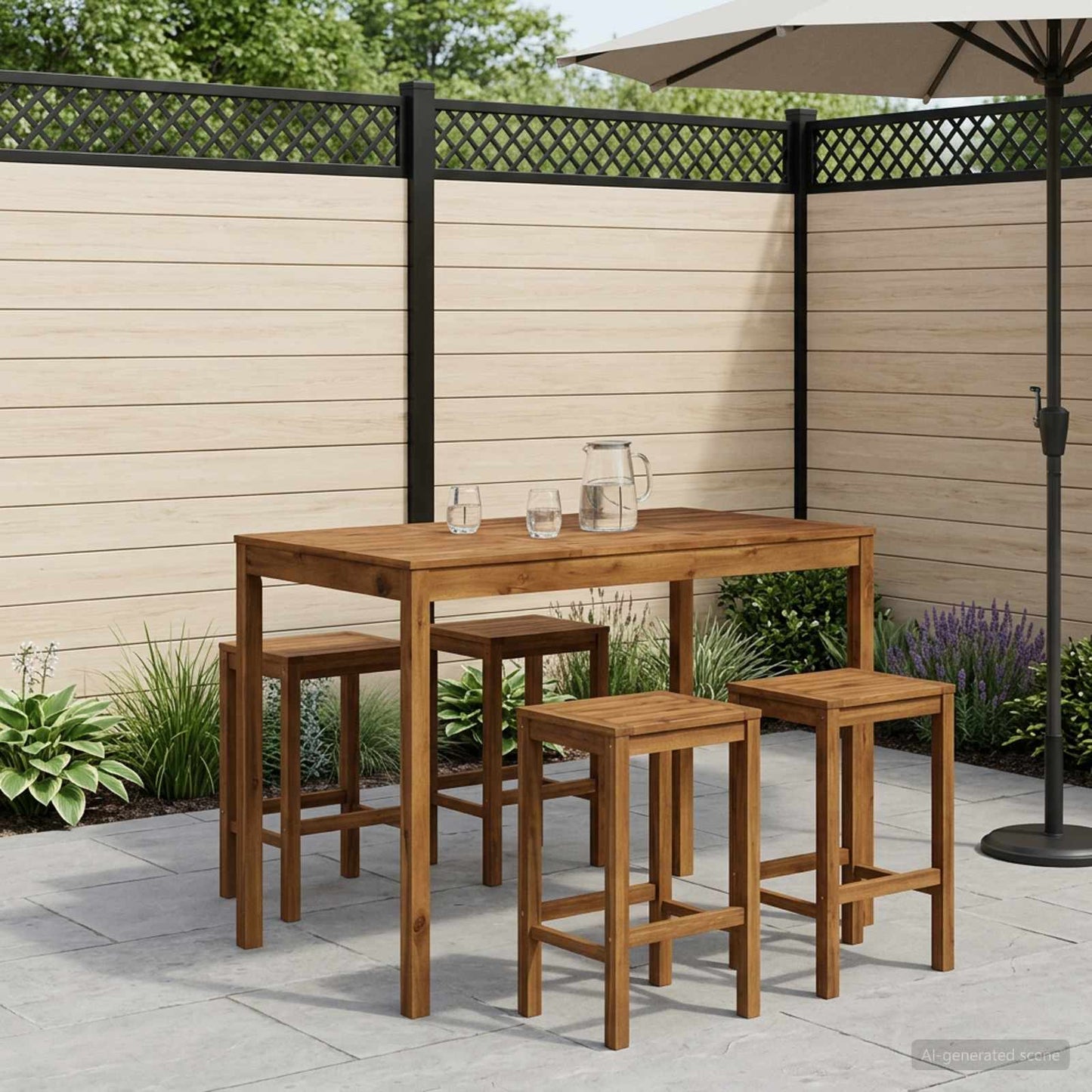vidaXL Garden Bar Table Natural 147 x 88.5 x 105 cm Solid Acacia Wood