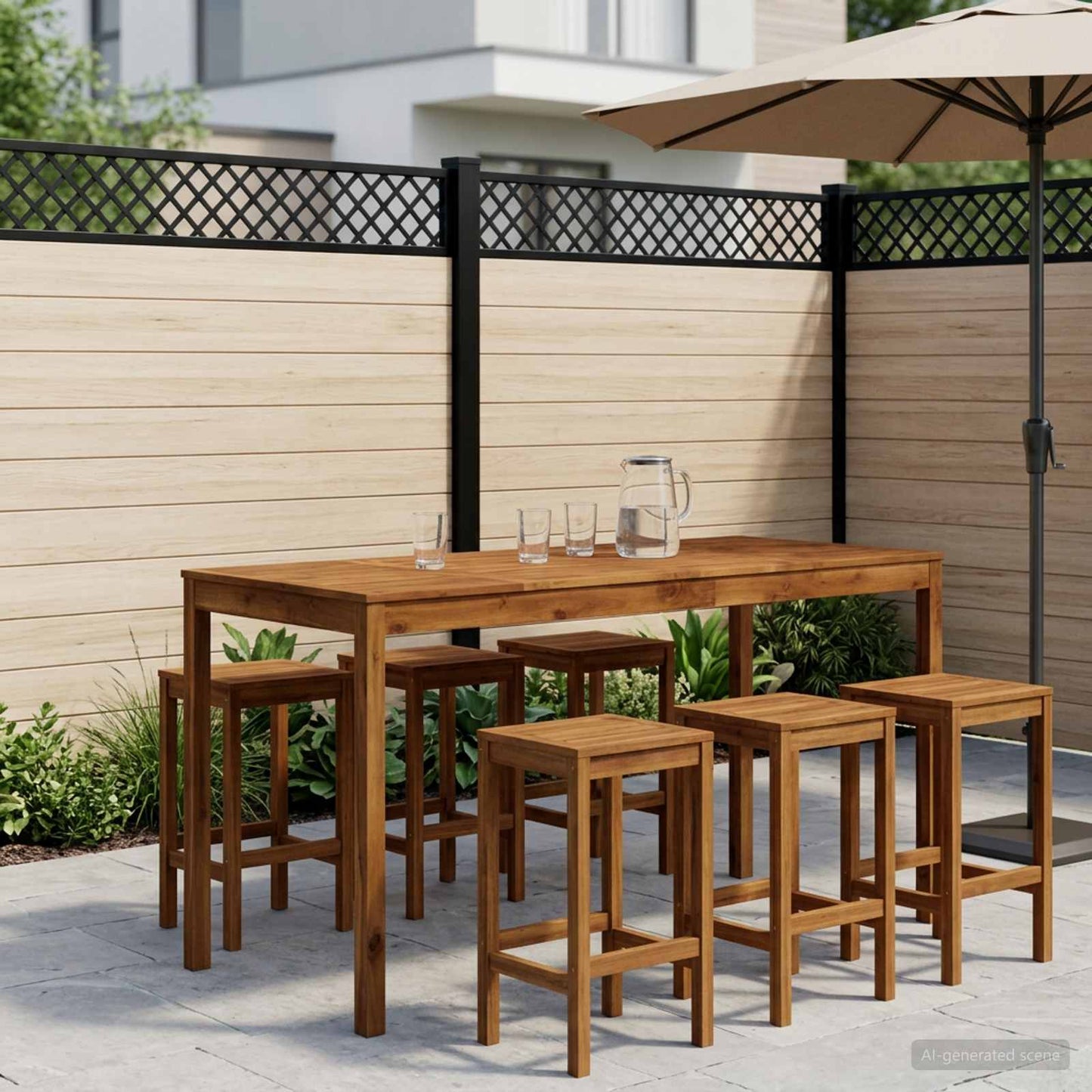 vidaXL Garden Bar Table Natural 196 x 80.5 x 105 cm Solid Acacia Wood