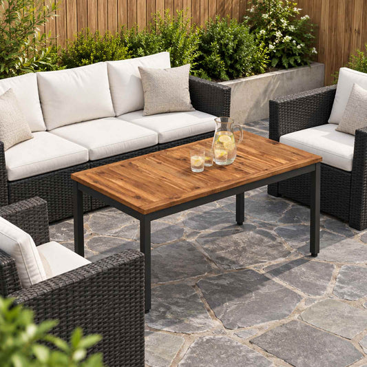 vidaXL Coffee Table Natural and Black 49 x 100.5 x 45 cm
