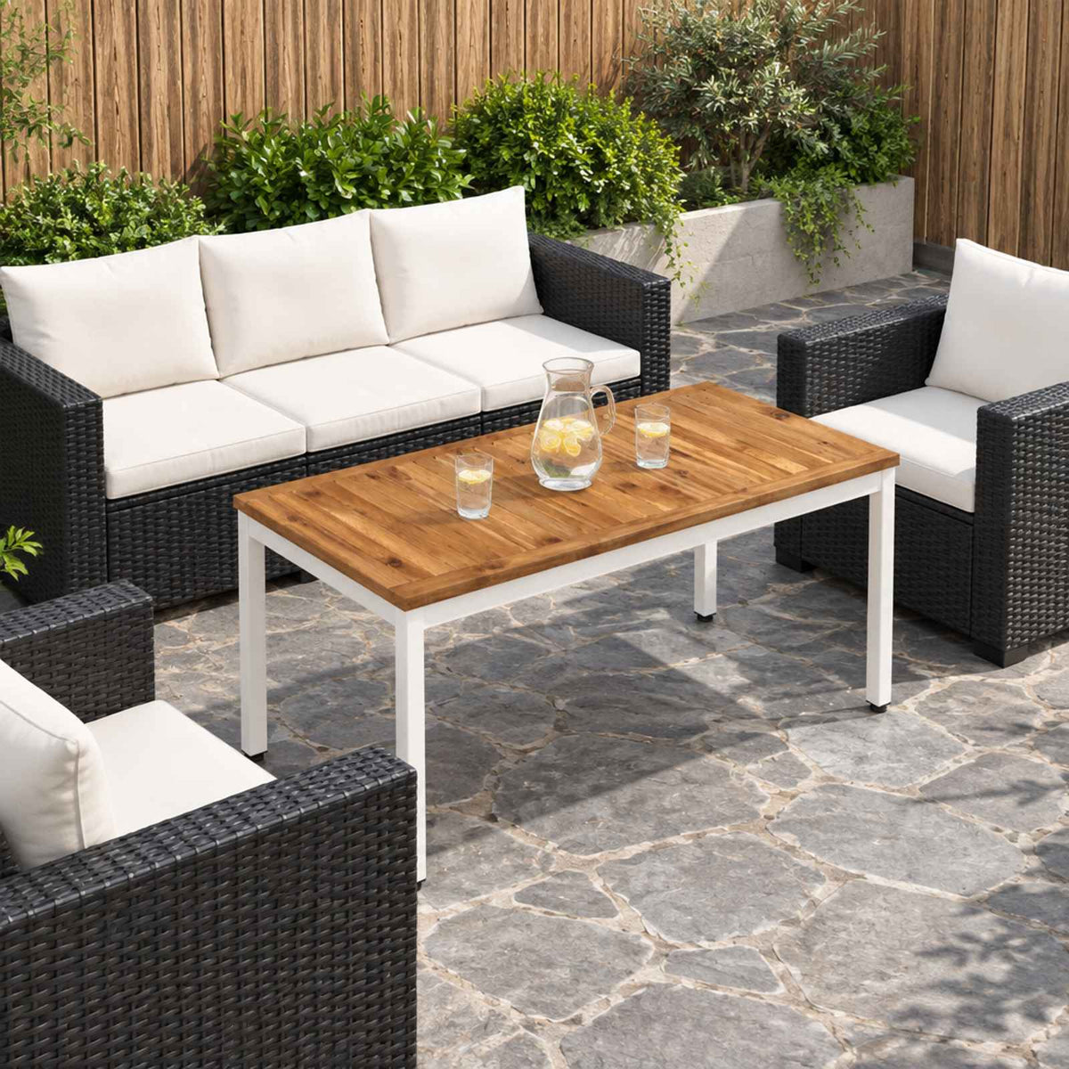 vidaXL Coffee Table Natural and White 49 x 100.5 x 45 cm