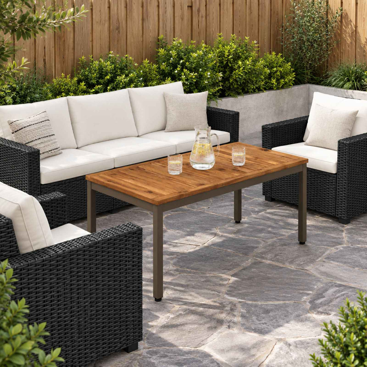 vidaXL Coffee Table Natural and Coffee 49 x 100.5 x 45 cm