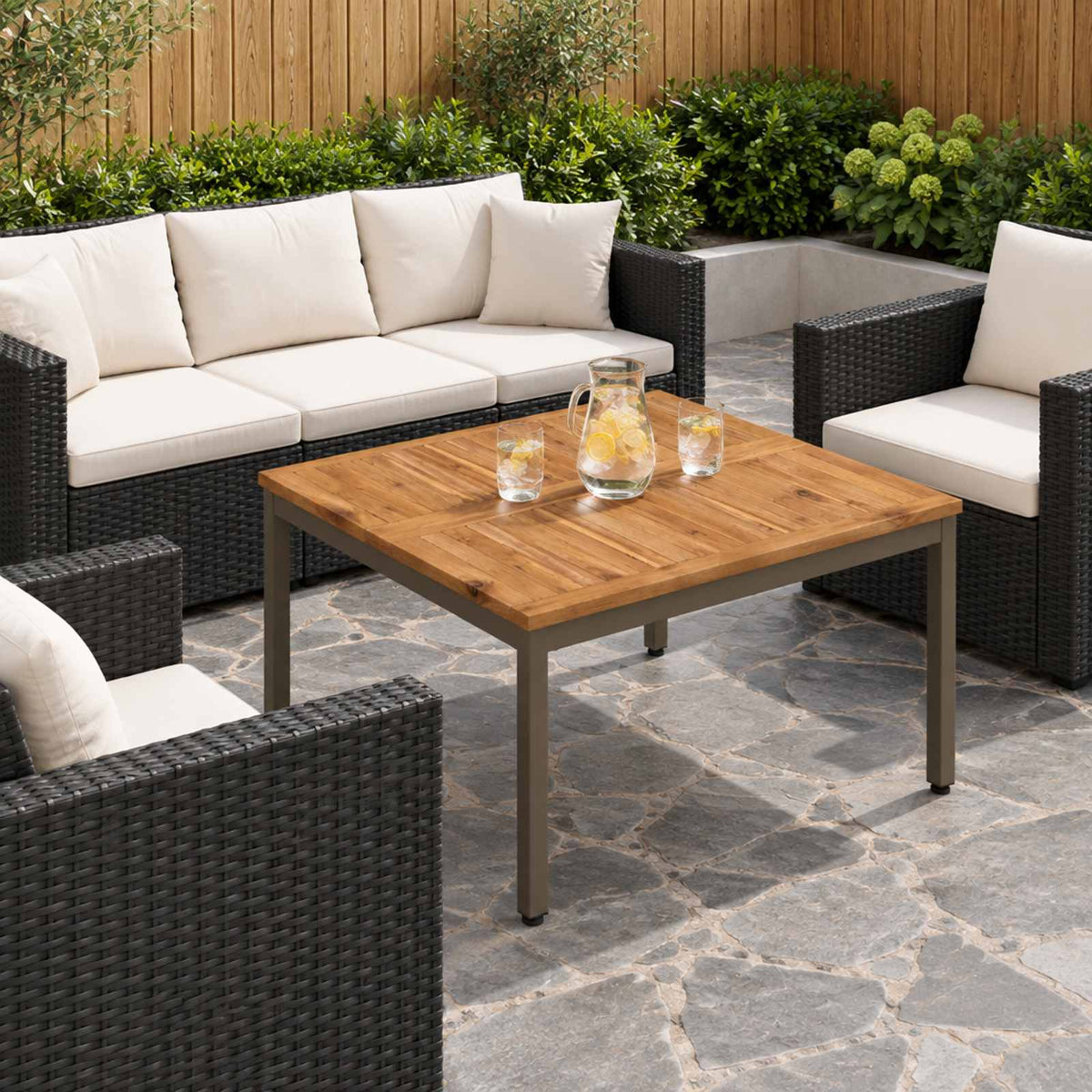 vidaXL Coffee Table Natural and Coffee 80 x 80.5 x 45 cm
