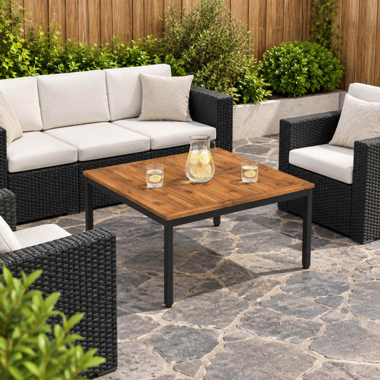 vidaXL Coffee Table Natural and Black 98 x 100.5 x 45 cm