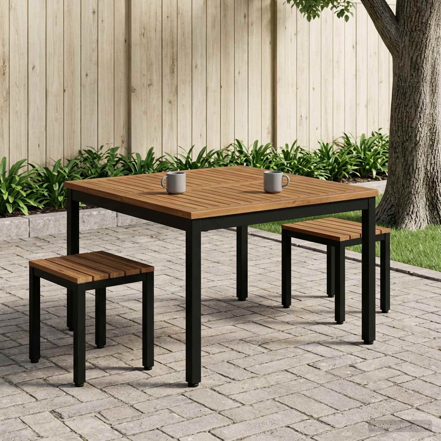 vidaXL Coffee Table Natural and Black 100.5 x 98 x 45 cm