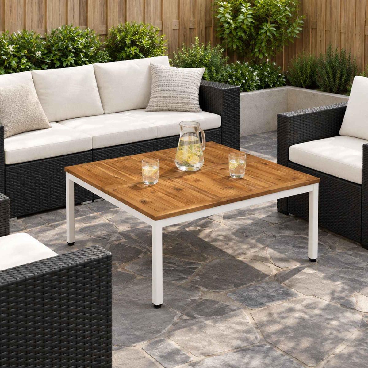 vidaXL Coffee Table Natural and White 98 x 100.5 x 45 cm