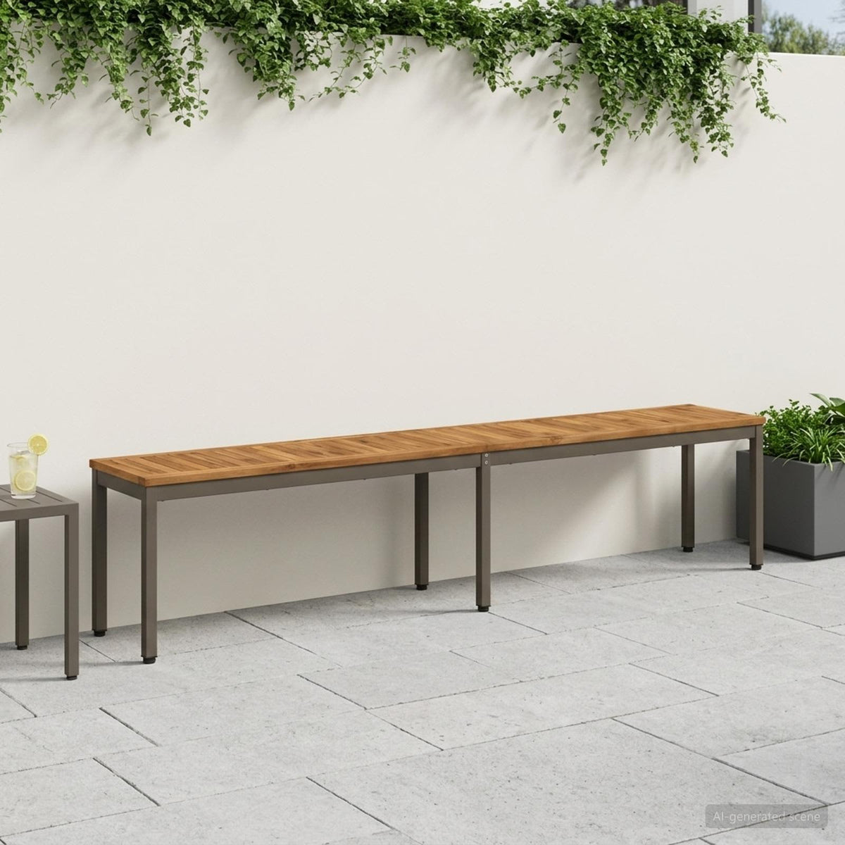 vidaXL Garden Bench 201 x 35 x 45 cm Solid Acacia Wood Rectangular